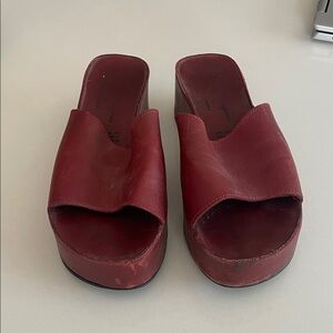 Robert Clergerie Burgundy Platform Mules